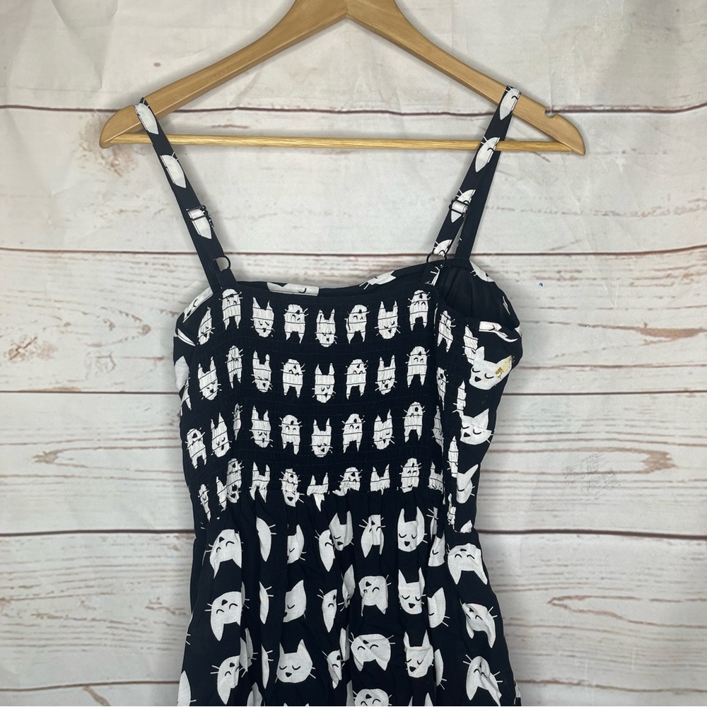 A.U.W. • Black Mini Dress • Cat Print • Medium • Padded • White Cats - Picture 5 of 7